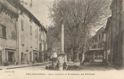 CPA FRANCE 13 " Pelissanne, Rue Carnnot et Fontaine du Pélican"
