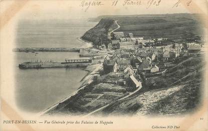 / CPA FRANCE 14 "Port en Bessin, vue générale prise des falaises de Huppain"