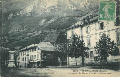 CPA FRANCE 73 " Grésy sur Isère, La Mairie, la place, l'hôtel et le monument aux morts"