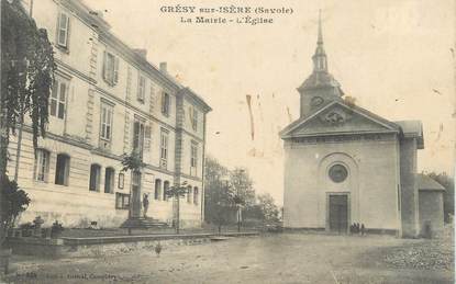 CPA FRANCE 73 " Grésy sur Isère, La Mairie, l'église"