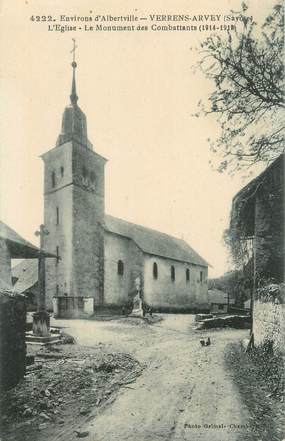 CPA FRANCE 73 " Verrens Arvey, L'église et le monument aux morts"