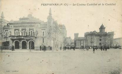 CPA FRANCE 66 " Perpignan, Le Cinéma Castillet et le Castillet" / SALLES DE CINEMA