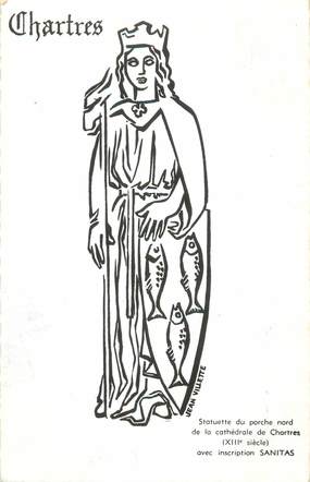 CPSM FRANCE 28 " Chartres, Statuette du Porche Nord de la Cathédrale" / PUB