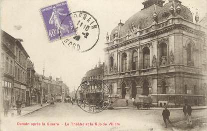 CPA FRANCE 59 " Denain, Le Théâtre et la Rue de Villars"