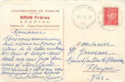 CPSM FRANCE 04 " Annot, Brun Frères " / PUBLICITE CHAUSSURES DE ROMANS