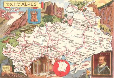 CPSM FRANCE 05 " Carte géographique des Hautes Alpes"