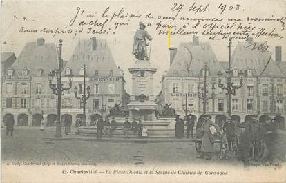 CPA FRANCE 08 " Charleville, La Place Ducale et la Statue de Charles de Gonzague" / CACHET DAGUIN