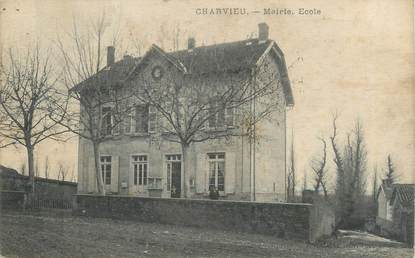 CPA FRANCE 38 " Charvieu, La Mairie et les écoles"