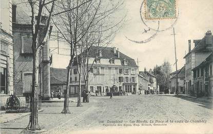 CPA FRANCE 38 " Les Abrets, La Place et la Route de Chambéry"