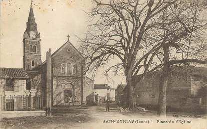 CPA FRANCE 38 " Janneyrias, Place de l'église"