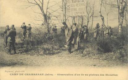 CPA FRANCE 38 " Le Camp de Chambaran, Observation d'un tir au plateau des Monettes"