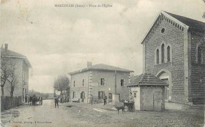 CPA FRANCE 38 " Marcollin, Place de l'église"