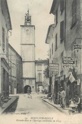 CPA FRANCE 83 " Besse sur Issole, Grande rue et Horloge "