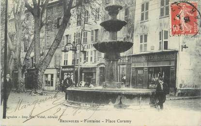 CPA FRANCE 83 " Brignoles, La fontaine, Place Caramy"