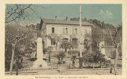 CPA FRANCE 83 " Le Lavandou, Les écoles et le monument aux morts"