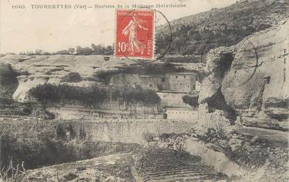 CPA FRANCE 83 " Tourrettes, Rochers de la Mollasse Helvitienne"