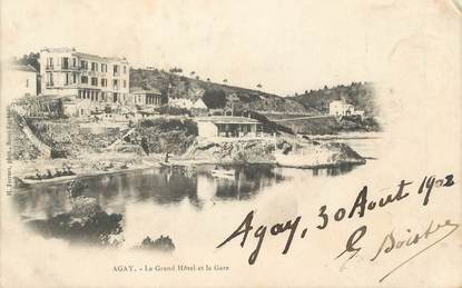 CPA FRANCE 83 " Agay, Le Grand Hôtel et la Gare"