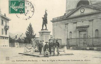 CPA FRANCE 74 " Taninges, Place de l'église et le monument aux morts"