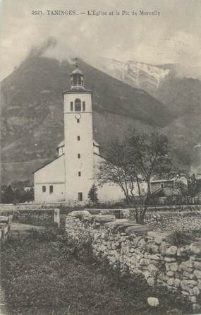 CPA FRANCE 74 " Taninges, L'église et le Pic de Marcelly"