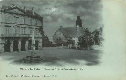 CPA FRANCE 74 "Thonon les Bains, Hôtel de Ville et Place du Marché"