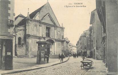 CPA FRANCE 74 "Thonon les Bains, L'église et la Grande Rue"