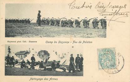 CPA FRANCE 02 "Camp de Sissonne, Feu de Peloton, nettoyage des armes"