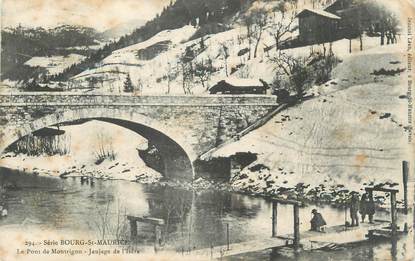 CPA FRANCE 73 " Bourg St Maurice, Le Pont de Montrigon, Jaujage de l'Isère"