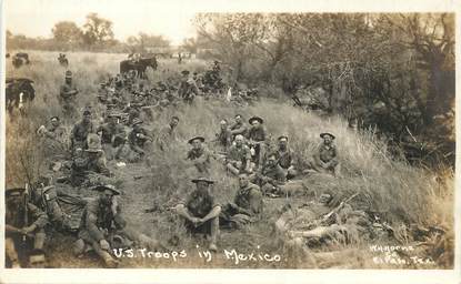 CARTE PHOTO MEXIQUE / RÉVOLUTION MEXICAINE "Troupes américaines contre Pancho Villa"