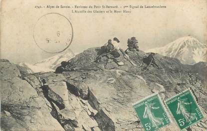 CPA FRANCE 73 " Environs du Petit St Bernard, 2ème signal de l'Ancebranlette, L'Aiguille des Glaciers et le Mont Blanc"