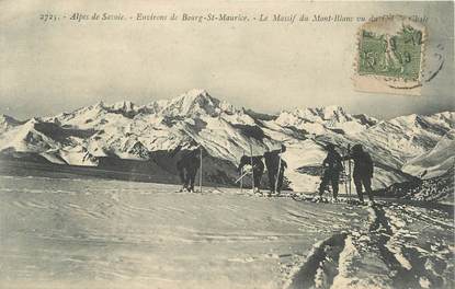 CPA FRANCE 73 " Environs de Bourg St Maurice, Le Massif du Mont Blanc" / SKI
