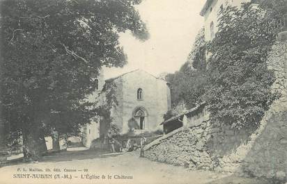 CPA FRANCE 06 " St Auban, L'église et le château"