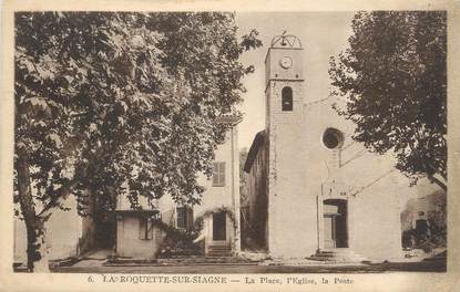 CPA FRANCE 06 " La Roquette sur Siagne, La Place, l'Eglise, la Poste"