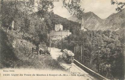 CPA FRANCE 06 " Les Monti, Ligne de tram de Menton à Sospel" / TRAMWAY