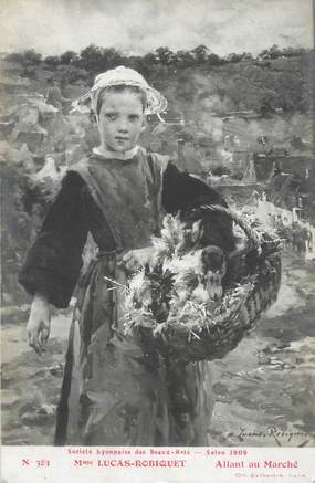 CPA FRANCE 29 " Mme Lucas Robiquet allant au marché" / FOLKLORE