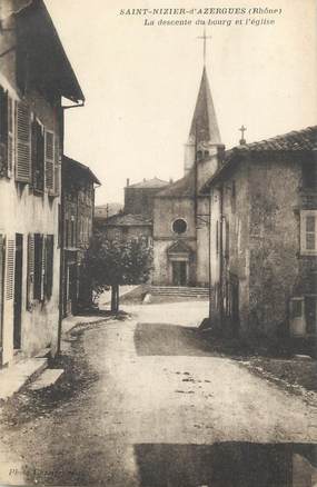 CPA FRANCE 69 " St Nizier d'Azergues, La descente du bourg et l'église"