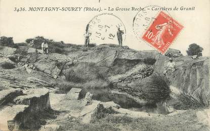 CPA FRANCE 69 " Montagny - Sourzy, La grosse roche, carrières de granit"