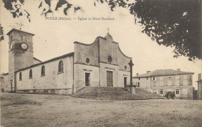 CPA FRANCE 69 " Poule, Eglise et Hôtel Rochard"