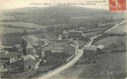 CPA FRANCE 69 " Avenas, Route de Belleville et Vue générale"