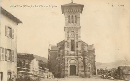 CPA FRANCE 69 " Cenves, La Place de l'église"