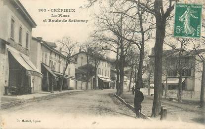 CPA FRANCE 69 " Crépieux, La place et la Route de Sathonay"