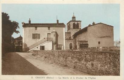 CPA FRANCE 69 " Grigny, La Mairie et le clocher de l'église"