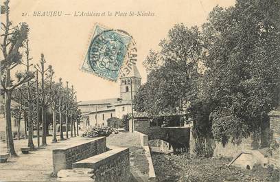 CPA FRANCE 69 "Beaujeu, L'Ardières et la Place St Nicolas"