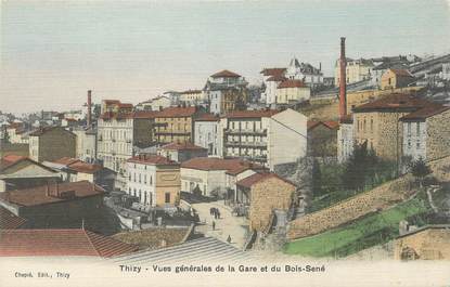 CPA FRANCE 69 "Thizy, Vue générale de la Gare et du Bois Sené"