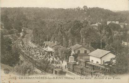 CPA FRANCE 69 "Charbonnières les Bains, Arrivée d'un train à la Gare" / TRAIN