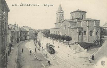 CPA FRANCE 69 "Ecully, L'église" / TRAMWAY