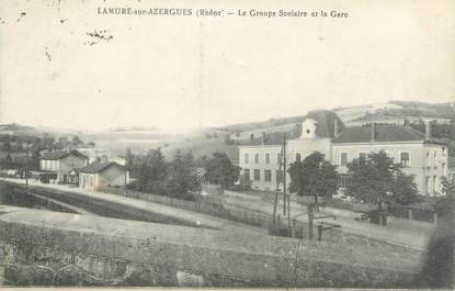 CPA FRANCE 69 "Lamure sur Azergues, Le groupe scolaire et la gare"