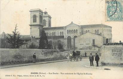 CPA FRANCE 69 "Givors, Rue Denfer, Vue extérieure de l'église St Nicolas"