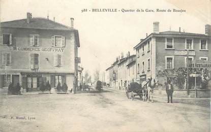 CPA FRANCE 69 "Belleville sur Saône, Quartier de la Gare, Route de Beaujeu"