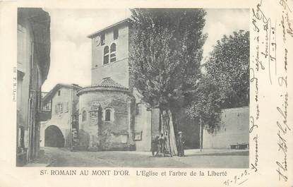 CPA FRANCE 69 " St Romain au Mont d'Or, L'église et l'arbre de la Liberté"