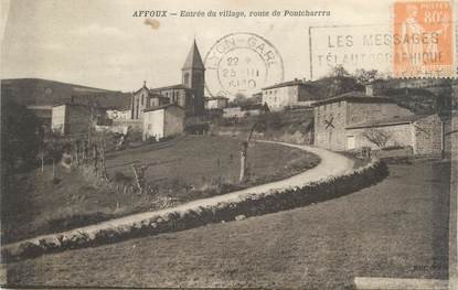 CPA FRANCE 69 " Affoux, Entrée du village, Route de Pontcharra"